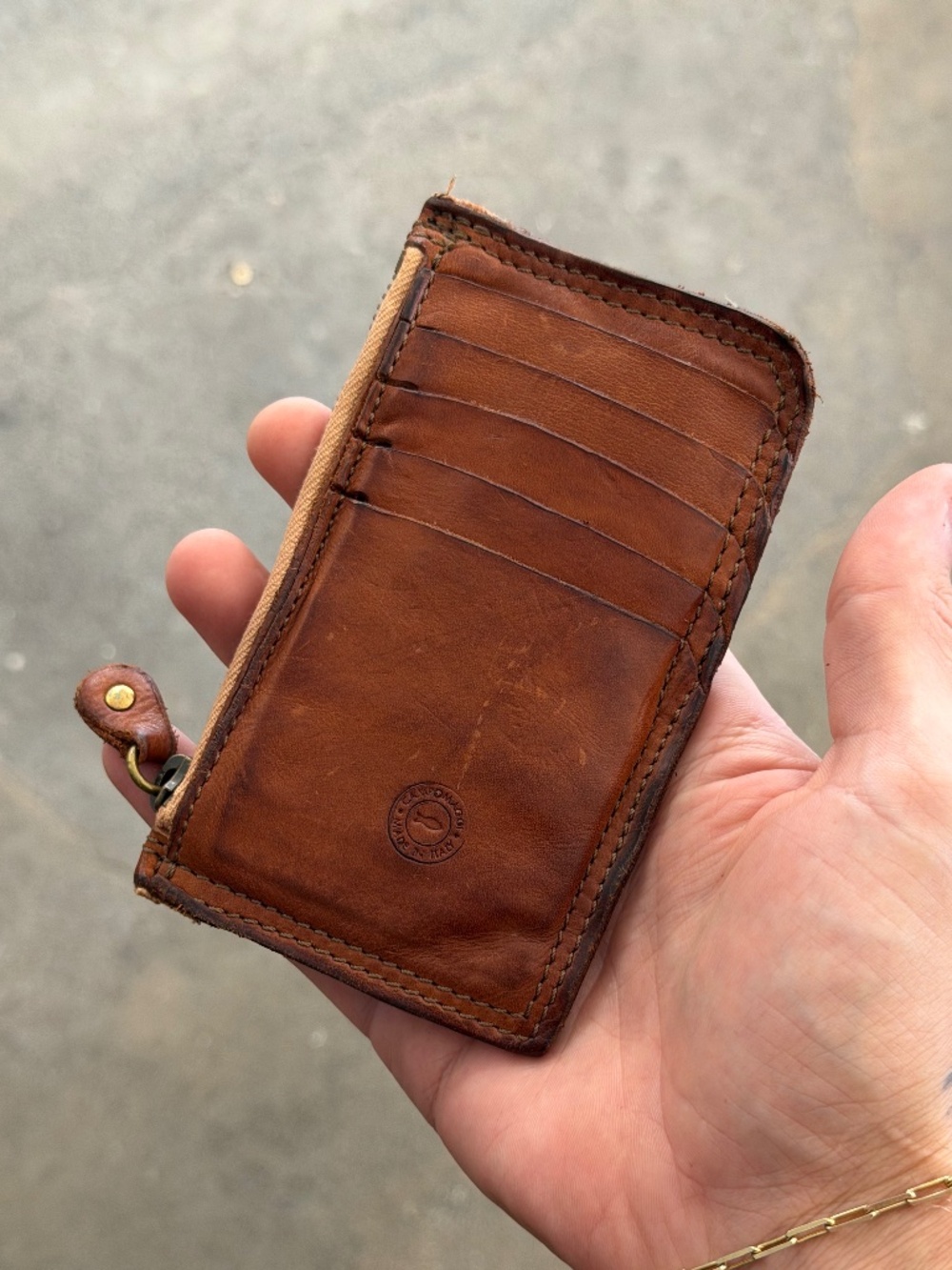 Campomaggi Leather Zip Wallet in Cognac